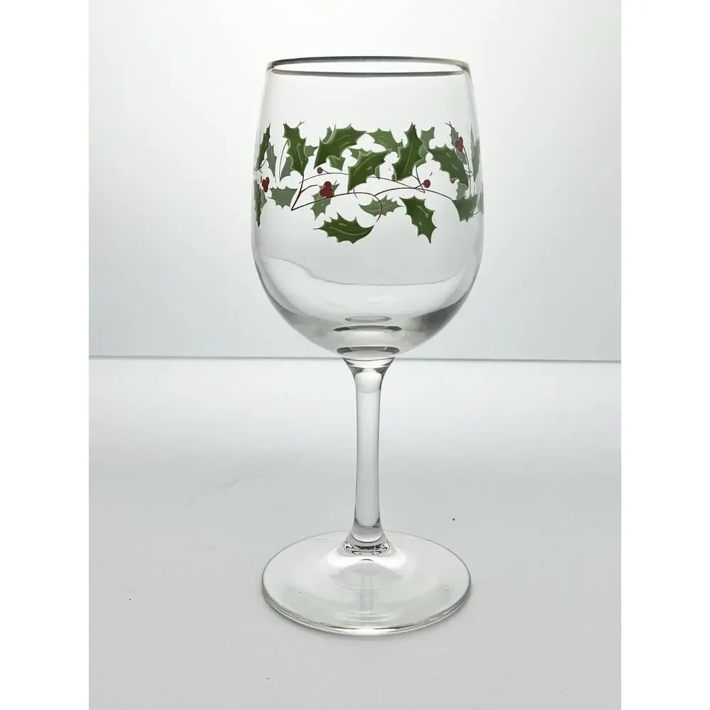 Lenox “Holiday” 12 Wine Water All Purpose Glasses 7 1/2” 10oz Christmas Holly